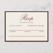 Deep Wine Old Money Wedding RSVP Card Informatiekaartje (Voorkant)