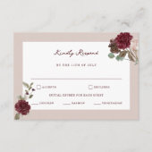 Deep Wine Old Money Wedding RSVP Card Informatiekaartje (Voorkant)