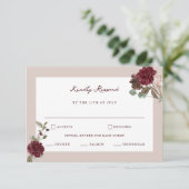 Deep Wine Old Money Wedding RSVP Card Informatiekaartje (Staand voorkant)