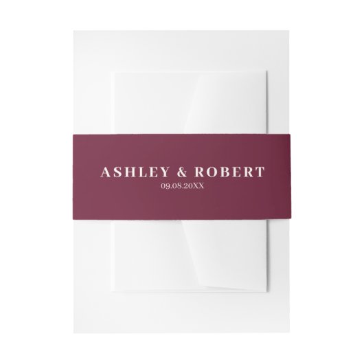 Deep Wine Red Modern Wedding Invitation Uitnodigingen Wikkel (Voorkant Voorbeeld)