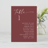 Deep Wine Red Wedding Seating Chart | Elegant Fall Kaart (Staand voorkant)
