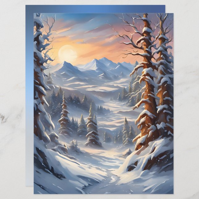 Deep Winter in the Mountains Scrapbook Paper (Voorkant / Achterkant)