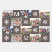 Deep Winter Snowflakes Monogram Fotocollage Inpakpapier Vel (Voorkant 2)