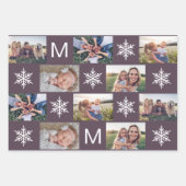 Deep Winter Snowflakes Monogram Fotocollage Inpakpapier Vel (Voorkant)