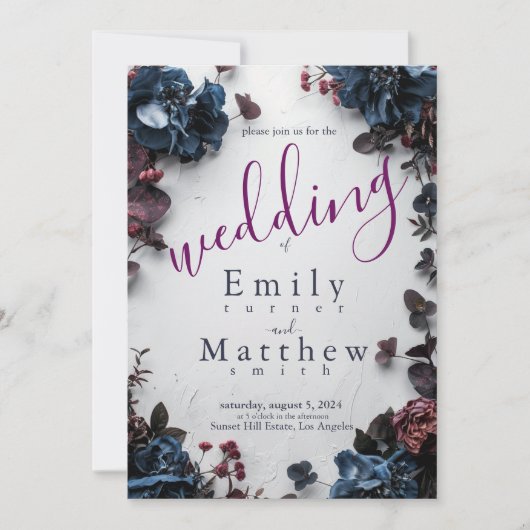 Deep Woodland Romance Bruiloft Kaart (Voorkant)