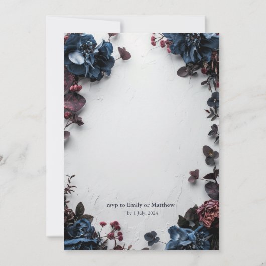 Deep Woodland Romance Bruiloft Kaart (Achterkant)