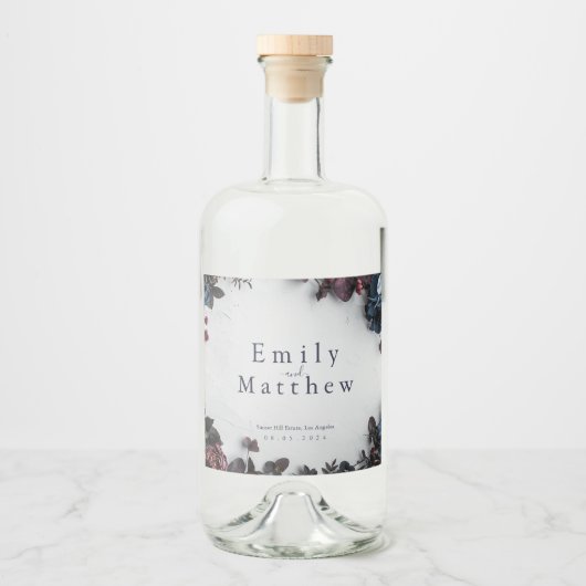 Deep Woodland Romance Bruiloft Likeurfles Etiket (Voorkant)