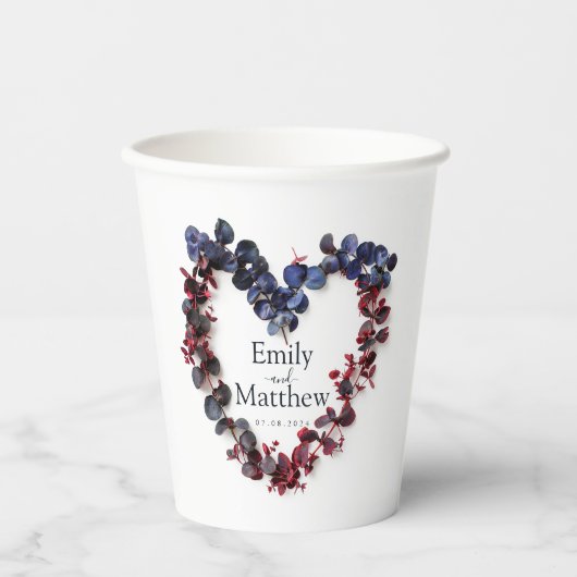 Deep Woodland Romance Bruiloft Papieren Bekers (Voorkant)