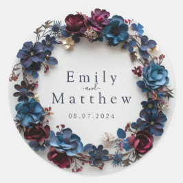 Deep Woodland Romance Bruiloft Ronde Sticker