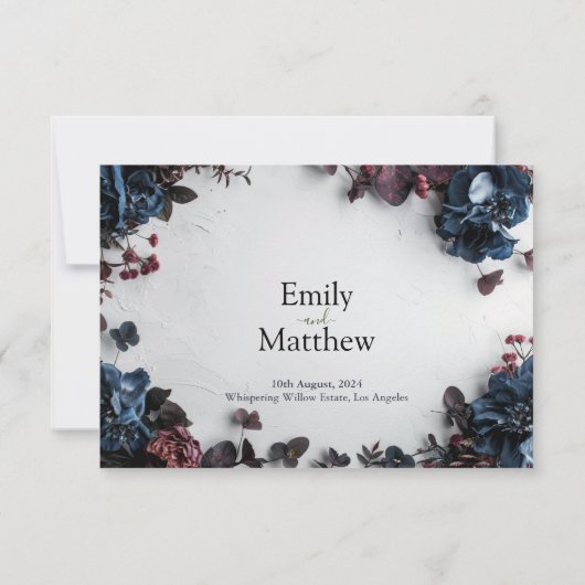 Deep Woodland Romance Bruiloft RSVP Kaart (Achterkant)