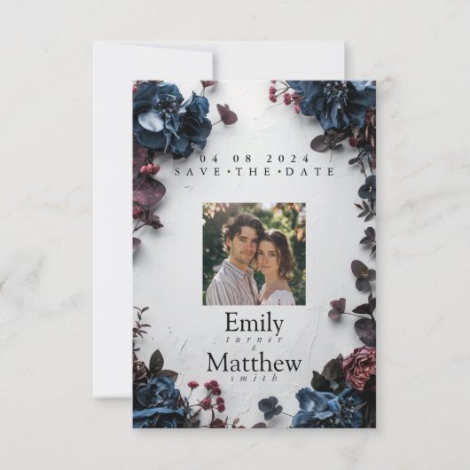 Deep Woodland Romance Bruiloft Save The Date (Voorkant)