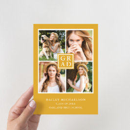 Deep Yellow Photo Collage Graduparty Kaart