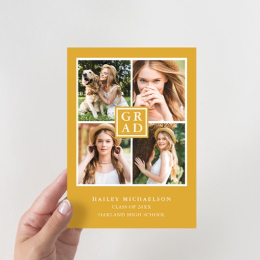 Deep Yellow Photo Collage Graduparty Kaart