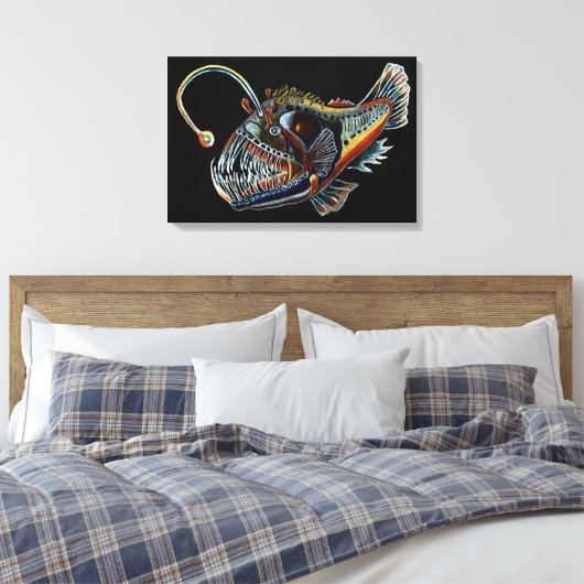 Deep Zee Angler Fish canvas print (Insitu (Slaapkamer))