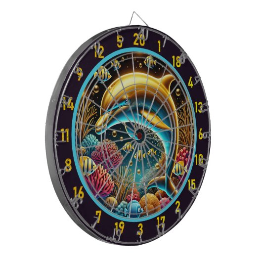 Deep Zee Bliss Dolphin Dartboard Dartbord (Voorkant Links)