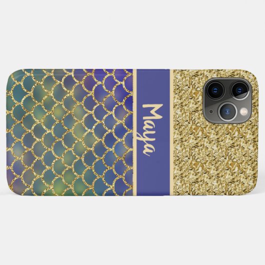 Deep Zee Blue Mermaid Scales Personalized Case-Mate iPhone Case (Achterkant (horizontaal))