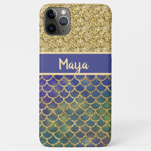 Deep Zee Blue Mermaid Scales Personalized Case-Mate iPhone Case (Achterkant)
