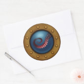 Deep Zee Creature Ship Porthole Steampunk Octopus Ronde Sticker (Envelop)