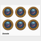 Deep Zee Creature Ship Porthole Steampunk Octopus Ronde Sticker (Vel)