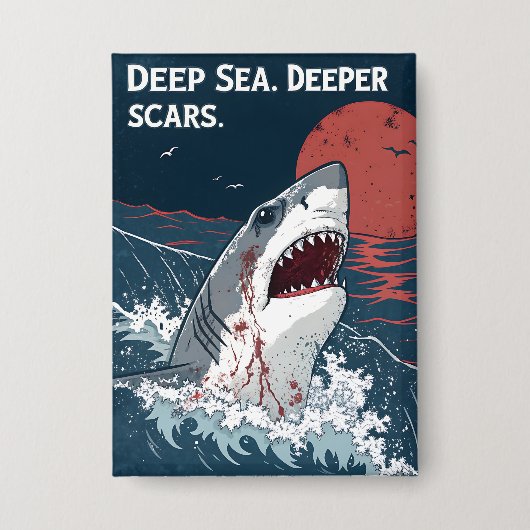 Deep Zee Deeper Littekens Grote Witte Haai Button (Voorkant)