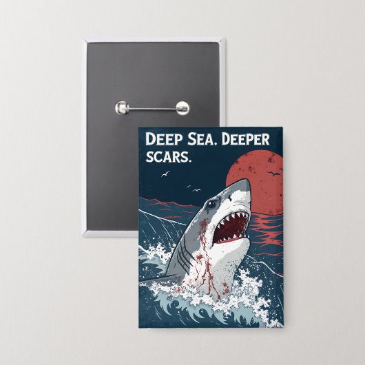 Deep Zee Deeper Littekens Grote Witte Haai Button (Voorkant / Achterkant)