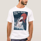 Deep Zee Deeper Littekens Grote Witte Haai T-shirt (Voorkant)