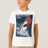 Deep Zee Deeper Littekens Grote Witte Haai T-shirt (Voorkant)