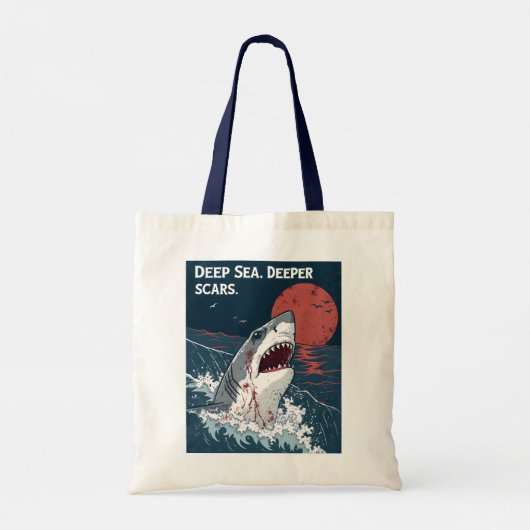 Deep Zee Deeper Littekens Grote Witte Haai Tote Bag (Achterkant)