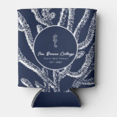 Deep Zee Dive: marineblauw & wit nautisch geïnspir Blikjeskoeler (Voorkant)