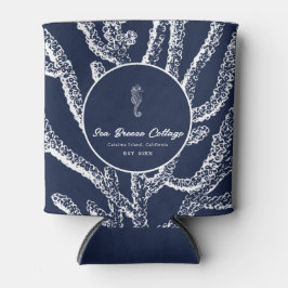 Deep Zee Dive: marineblauw & wit nautisch geïnspir Blikjeskoeler