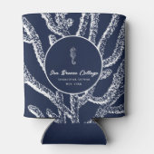 Deep Zee Dive: marineblauw & wit nautisch geïnspir Blikjeskoeler (Achterkant)