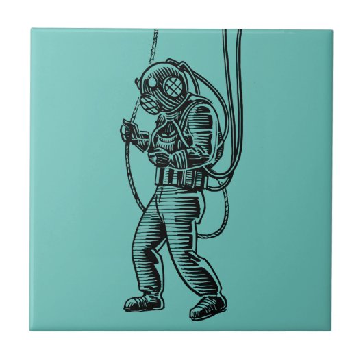Deep Zee Diver - charme Tegeltje (Voorkant)