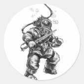 Deep Zee Diver Ronde Sticker (Voorkant)