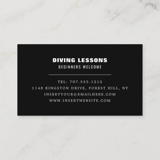 Deep Zee Diver Silhouette, duikinstructeur Visitekaartje (Achterkant)