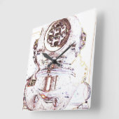 Deep Zee Diver Vierkante Klok (Hoek)