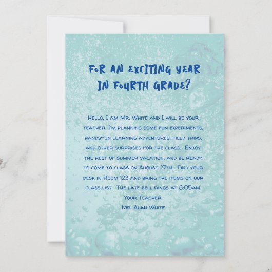 Deep Zee Divers Teacher Welcome Students Kaart (Achterkant)