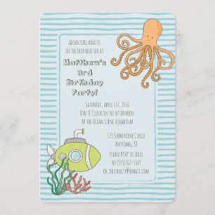 Deep Zee Diving Adventure Party Invitation Kaart