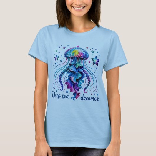 Deep Zee Dreamer Jellyfish Blue Art T-shirt (Voorkant)