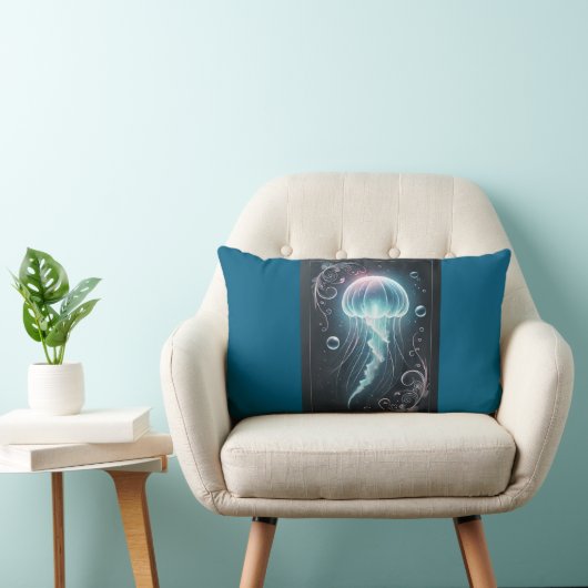 Deep Zee Elegance: Jellyfish Glow Design Kussen (Stoel)