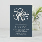 Deep Zee Elegant  Nautical Engagement Party Kaart (Staand voorkant)