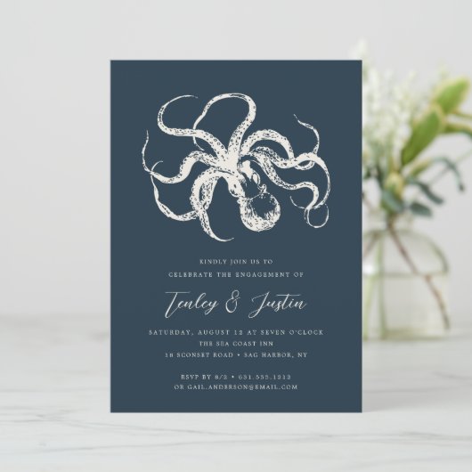 Deep Zee Elegant  Nautical Engagement Party Kaart (Staand voorkant)