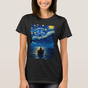 Deep Zee Gevist Fisherman Sterrennacht schilderij T-shirt