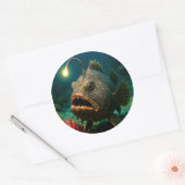 Deep Zee Glow: de zeeduivel Ronde Sticker (Envelop)