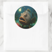 Deep Zee Glow: de zeeduivel Ronde Sticker (Tas)