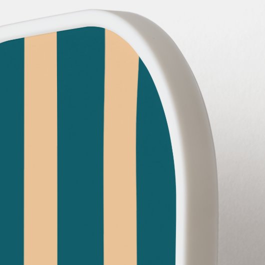 Deep Zee Green en Peach Stripes Pickleball Paddle (Links Detail)