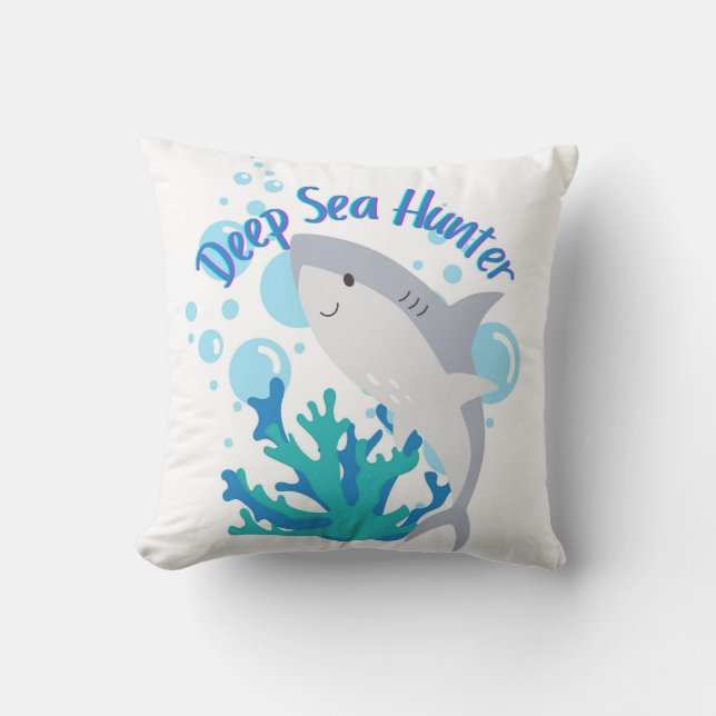 Deep zee Hunter Shark cartoon Stijl Kussen (Voorkant)