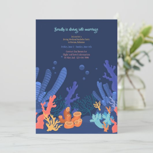 Deep Zee koraal uitnodiging (Staand voorkant)