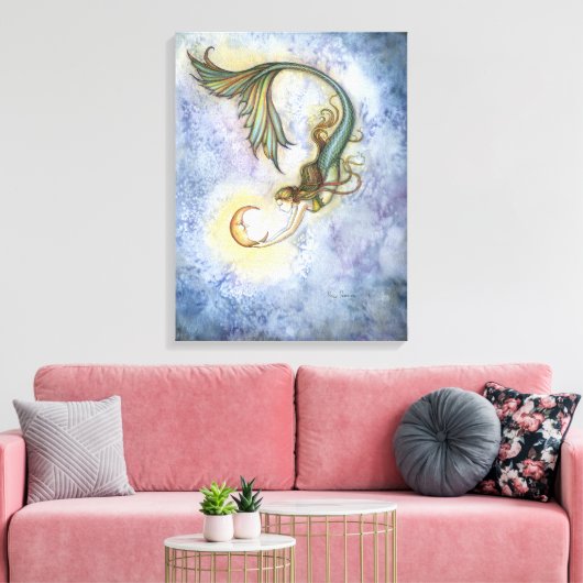 Deep Zee Maan Zeemeermin Wrapped Canvas Print (Insitu (Woonkamer))