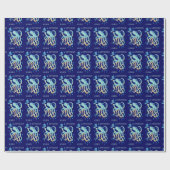 Deep Zee Octopus Blue Bubble Navy Verjaardag Cadeaupapier (Vlak)