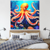 Deep Zee Octopus Glow Design Canvas Afdruk (Insitu (Slaapkamer))
